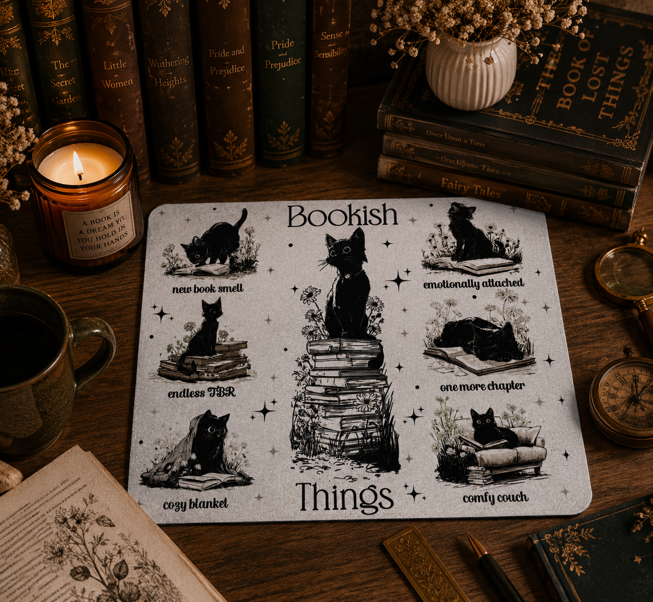 Bookish Mauspad für Buchliebhaber - Cats