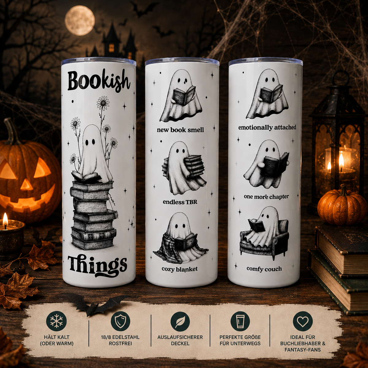 Bookish Thermobecher für Buchliebhaber - Ghost