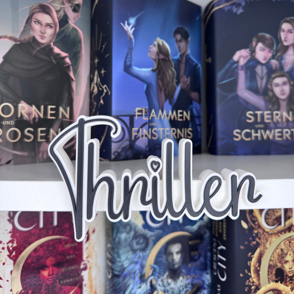 3D Druck Genre "Thriller" Deko für dein Bücherregal.
