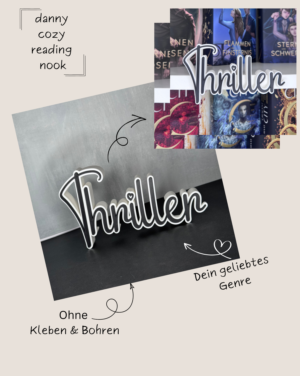 3D Druck Genre "Thriller" Deko für dein Bücherregal.